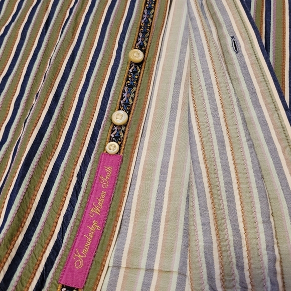 Robert Graham Men's 2XL Flip Cuff Button Down Embroidered Stripe Shirt Collar - Picture 9 of 13